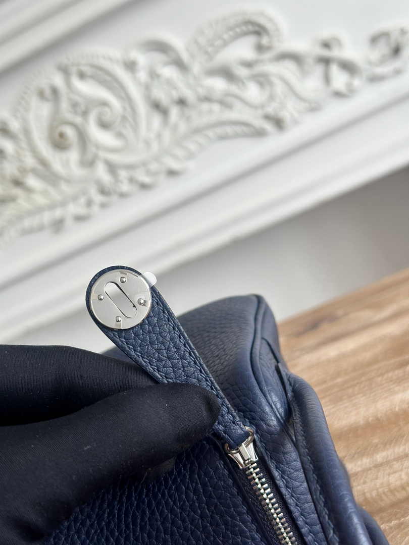 Hermes Lindy Mini Bag Navy Blue Togo Leather Silver H68637