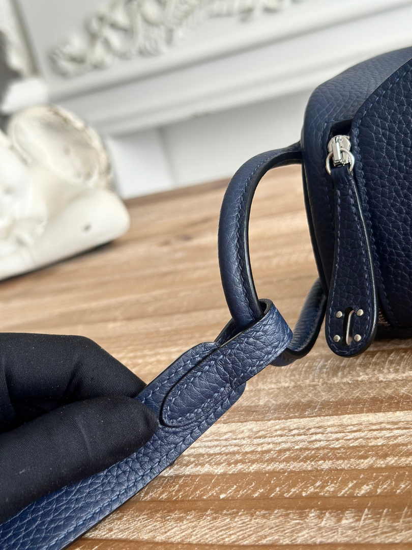 Hermes Lindy Mini Bag Navy Blue Togo Leather Silver H68637