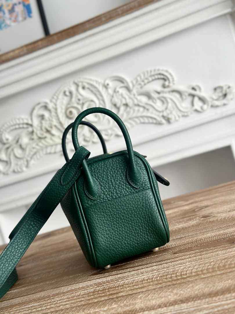 Hermes Lindy Mini Bag Dark Green Togo Leather Gold H68638