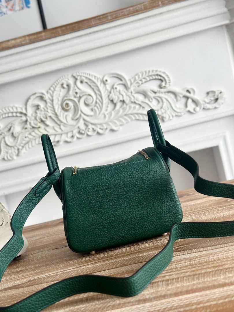 Hermes Lindy Mini Bag Dark Green Togo Leather Gold H68638