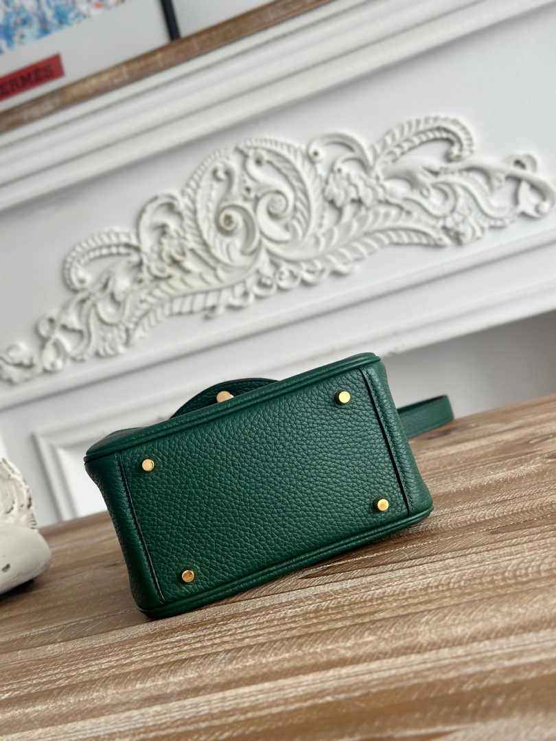 Hermes Lindy Mini Bag Dark Green Togo Leather Gold H68638