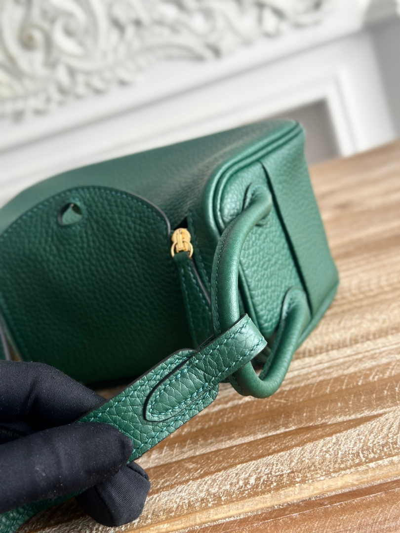 Hermes Lindy Mini Bag Dark Green Togo Leather Gold H68638