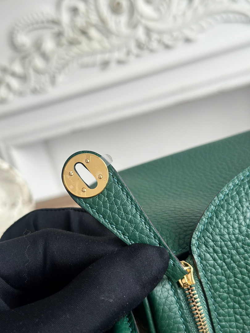 Hermes Lindy Mini Bag Dark Green Togo Leather Gold H68638