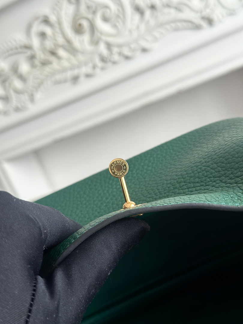 Hermes Lindy Mini Bag Dark Green Togo Leather Gold H68638