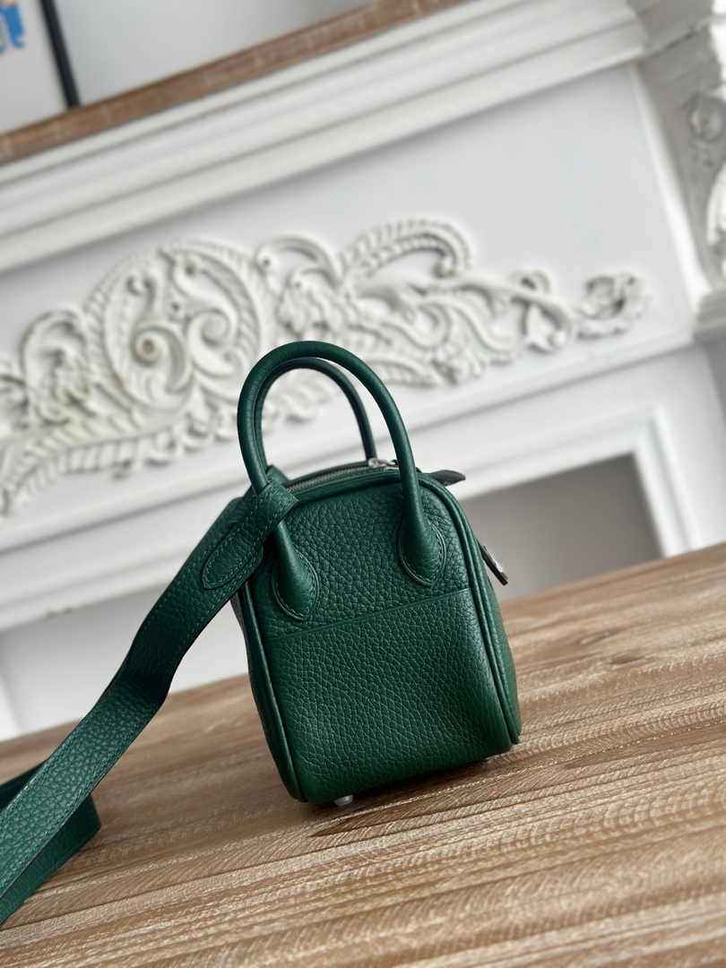 Hermes Lindy Mini Bag Dark Green Togo Leather Silver H68639
