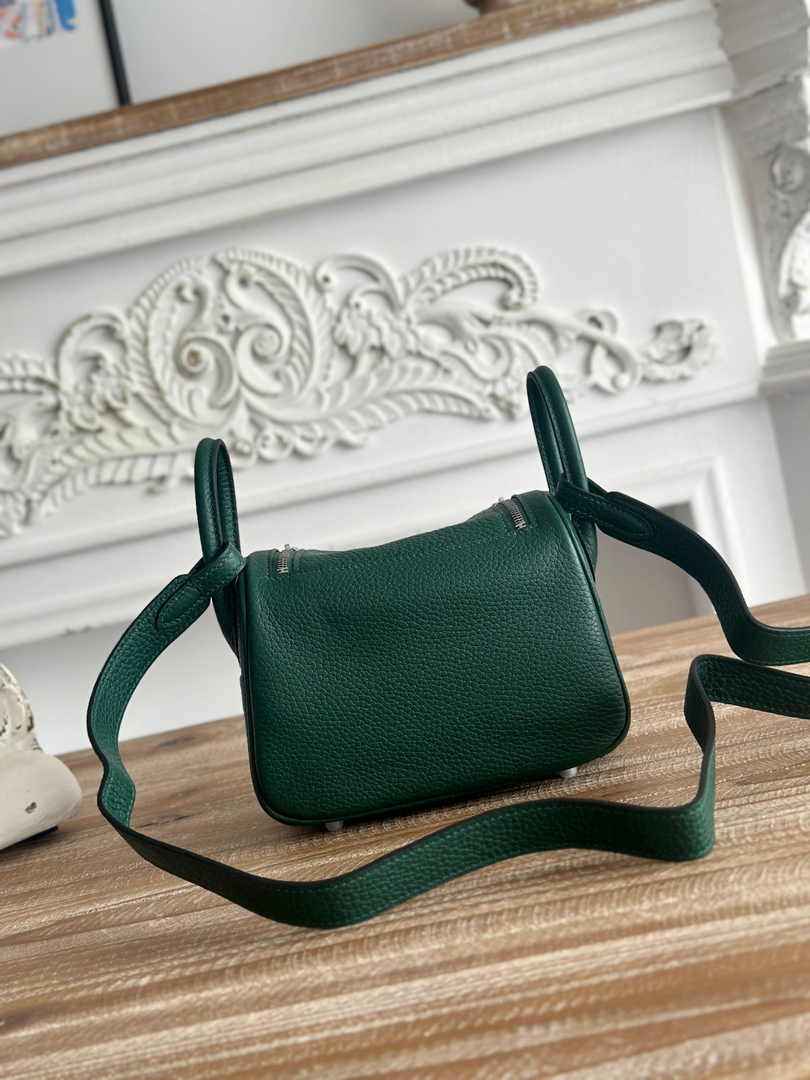 Hermes Lindy Mini Bag Dark Green Togo Leather Silver H68639