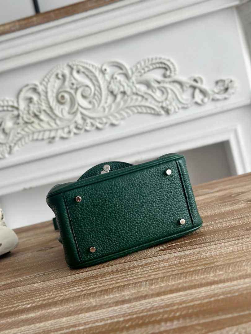 Hermes Lindy Mini Bag Dark Green Togo Leather Silver H68639