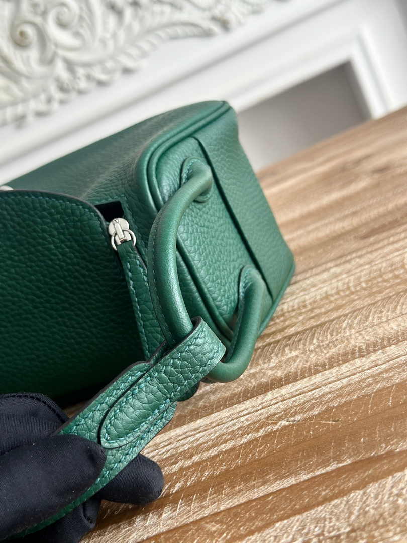 Hermes Lindy Mini Bag Dark Green Togo Leather Silver H68639