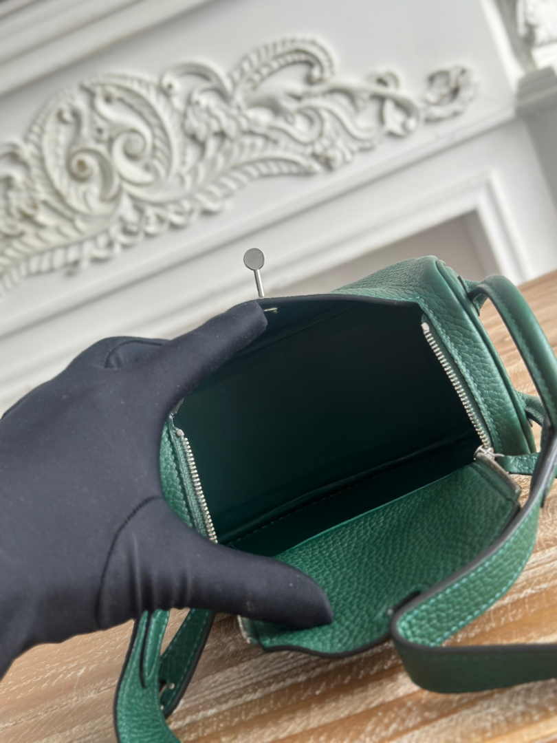Hermes Lindy Mini Bag Dark Green Togo Leather Silver H68639