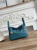 Hermes Lindy Mini Bag Blue Togo Leather Gold H68642