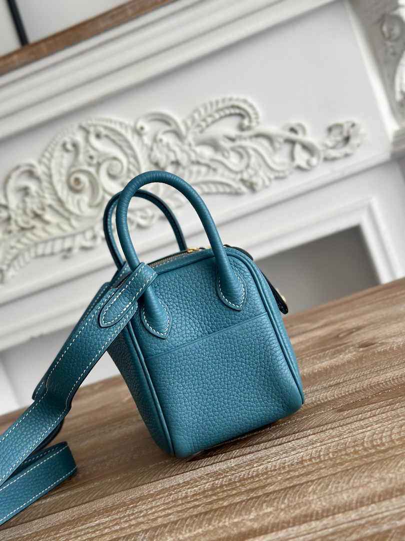 Hermes Lindy Mini Bag Blue Togo Leather Gold H68642