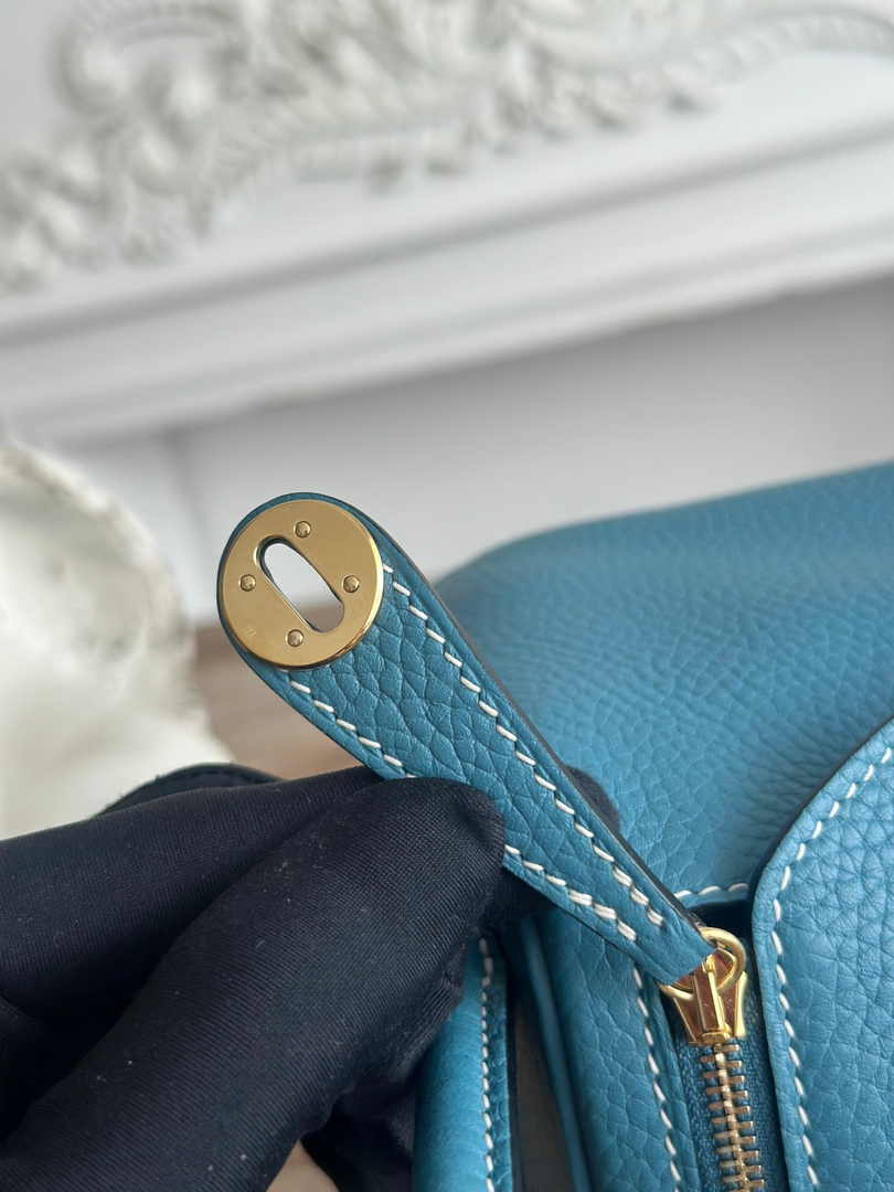 Hermes Lindy Mini Bag Blue Togo Leather Gold H68642