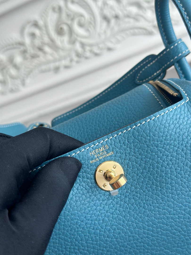 Hermes Lindy Mini Bag Blue Togo Leather Gold H68642