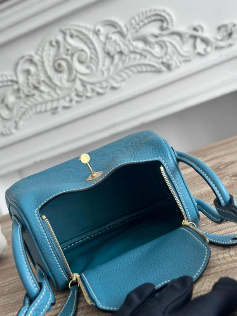 Hermes Lindy Mini Bag Blue Togo Leather Gold H68642