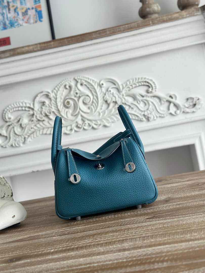 Hermes Lindy Mini Bag Blue Togo Leather Silver H68643