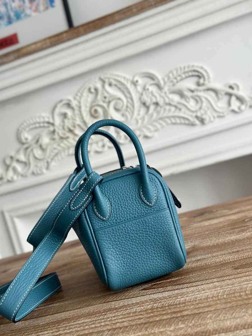 Hermes Lindy Mini Bag Blue Togo Leather Silver H68643