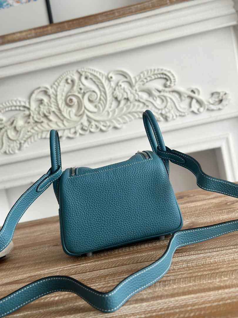 Hermes Lindy Mini Bag Blue Togo Leather Silver H68643