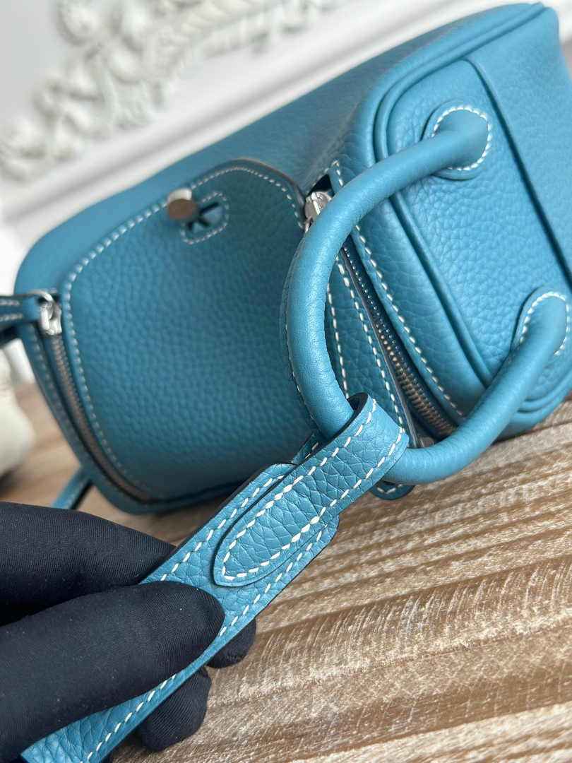 Hermes Lindy Mini Bag Blue Togo Leather Silver H68643