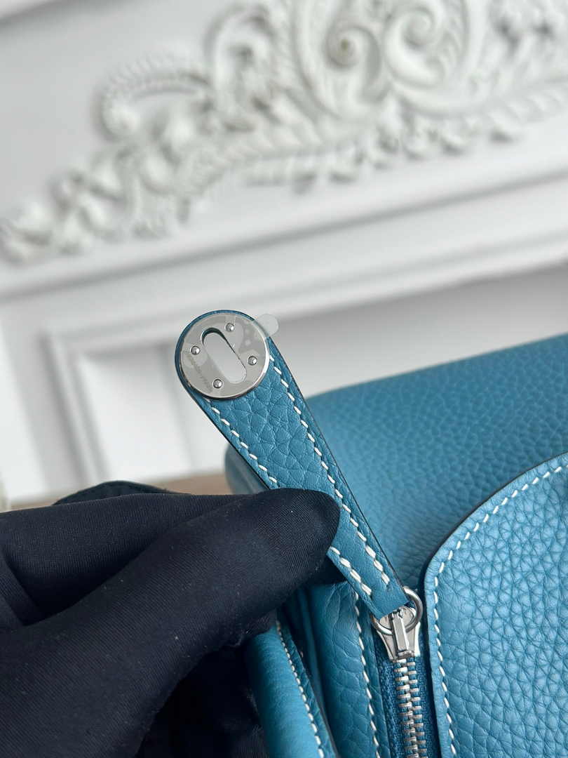 Hermes Lindy Mini Bag Blue Togo Leather Silver H68643