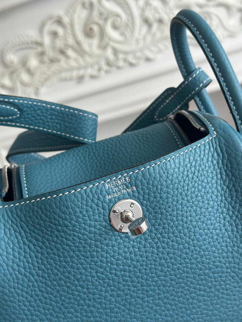Hermes Lindy Mini Bag Blue Togo Leather Silver H68643