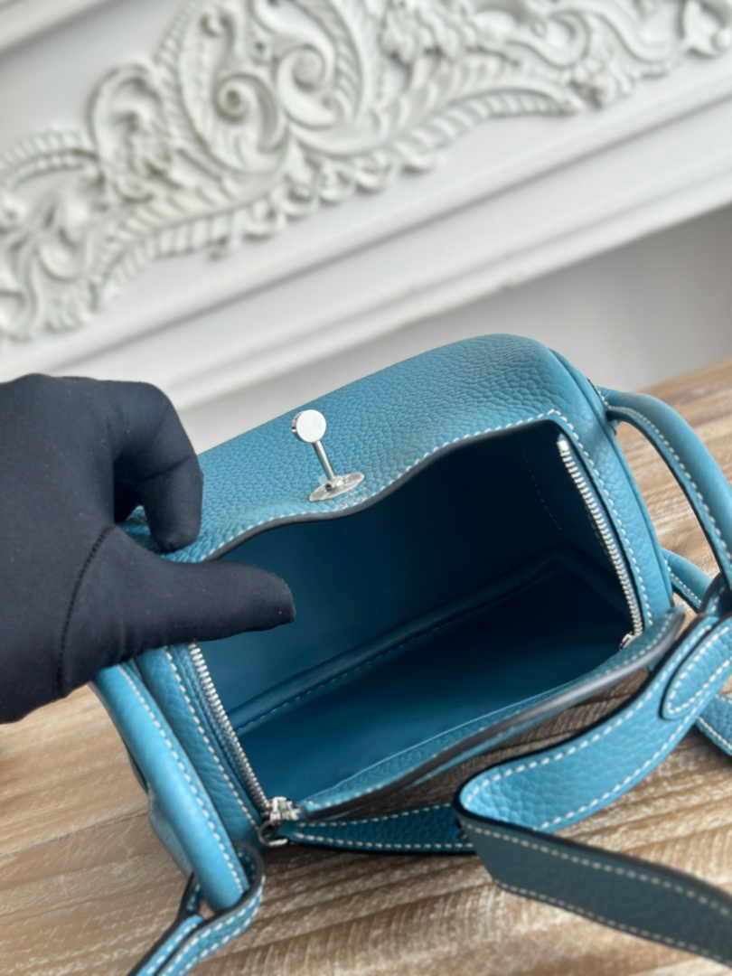 Hermes Lindy Mini Bag Blue Togo Leather Silver H68643