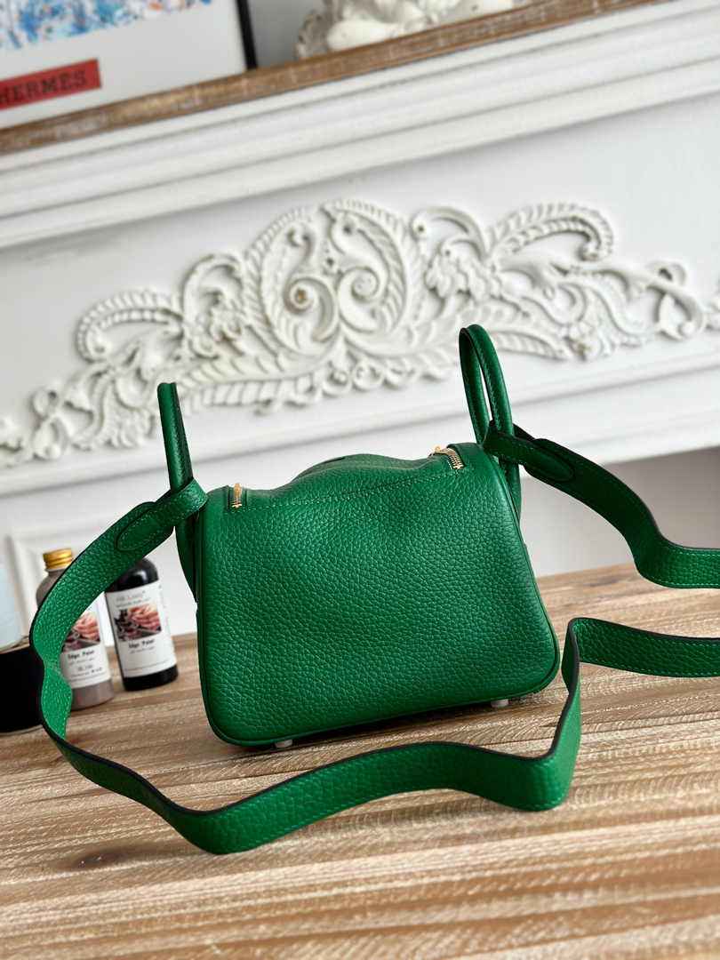Hermes Lindy Mini Bag Togo Leather Green Gold H68640