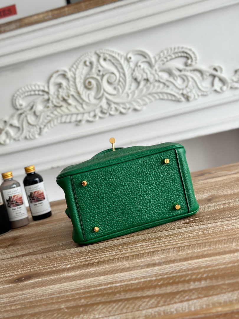 Hermes Lindy Mini Bag Togo Leather Green Gold H68640