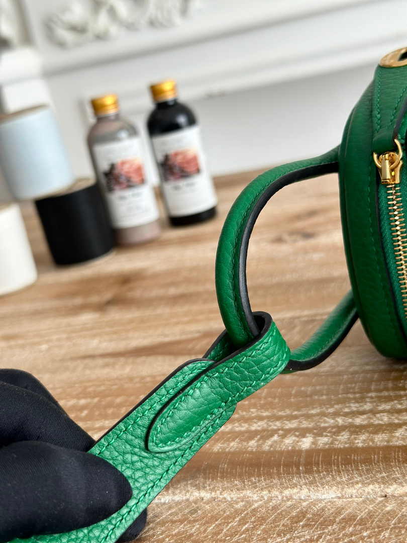 Hermes Lindy Mini Bag Togo Leather Green Gold H68640