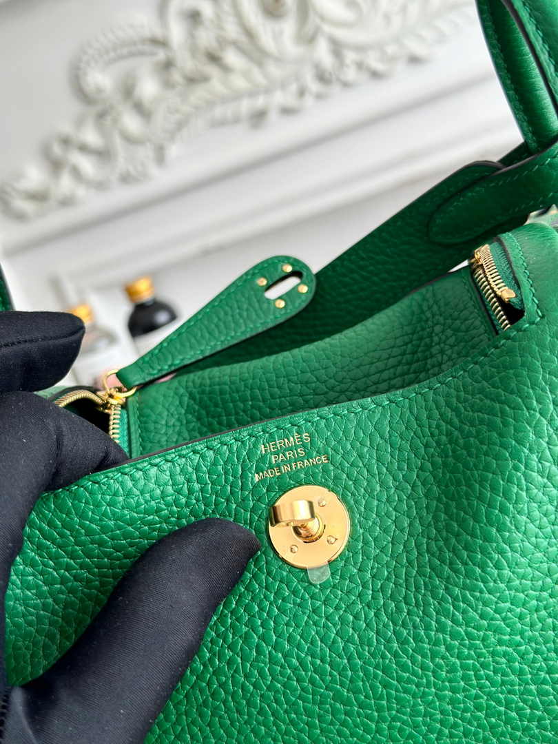 Hermes Lindy Mini Bag Togo Leather Green Gold H68640