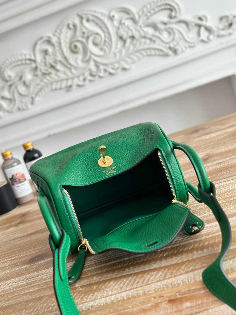 Hermes Lindy Mini Bag Togo Leather Green Gold H68640