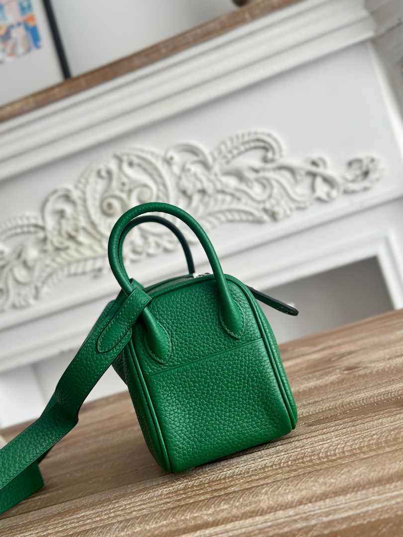 Hermes Lindy Mini Bag Togo Leather Green Silver H68641