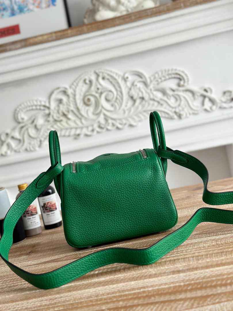 Hermes Lindy Mini Bag Togo Leather Green Silver H68641