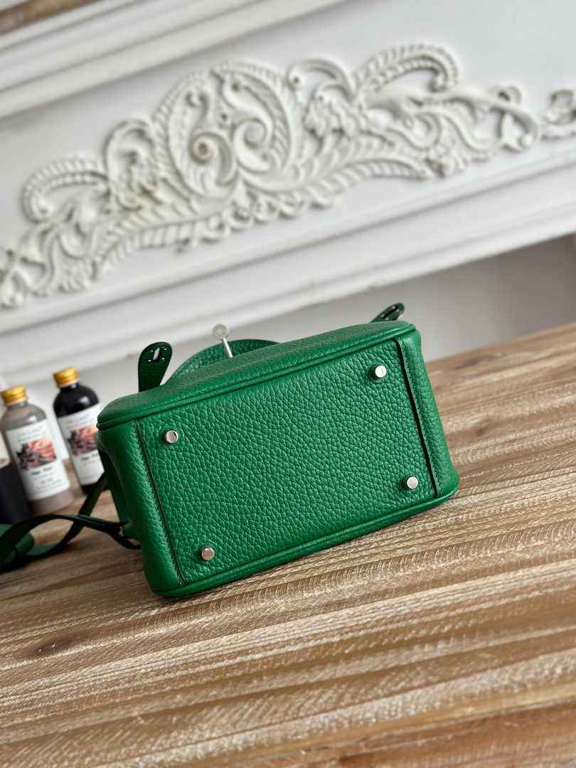 Hermes Lindy Mini Bag Togo Leather Green Silver H68641