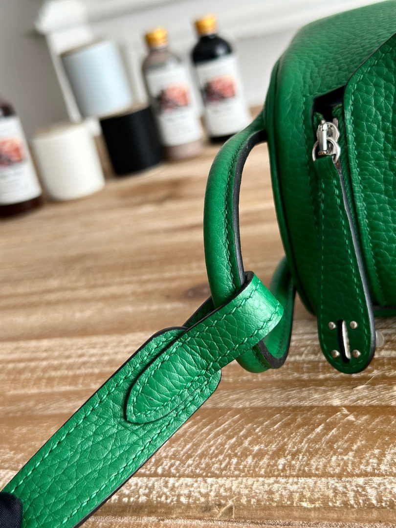 Hermes Lindy Mini Bag Togo Leather Green Silver H68641