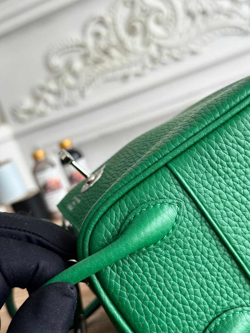Hermes Lindy Mini Bag Togo Leather Green Silver H68641