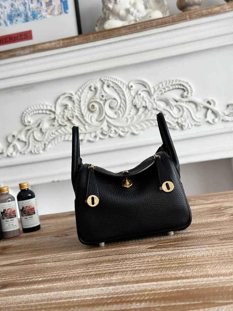 Hermes Lindy Mini Bag Black Togo Leather Gold H68644