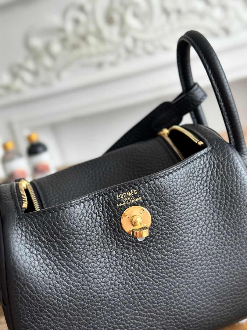 Hermes Lindy Mini Bag Black Togo Leather Gold H68644