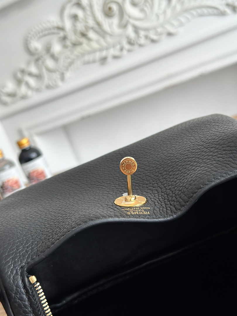 Hermes Lindy Mini Bag Black Togo Leather Gold H68644