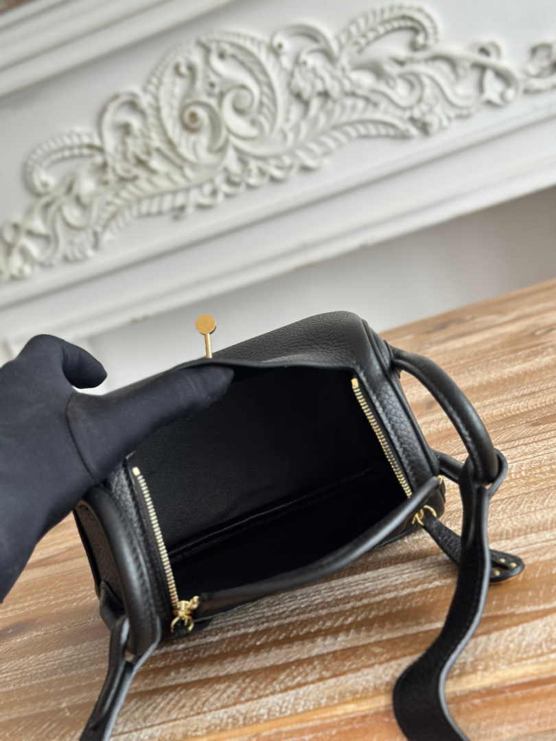 Hermes Lindy Mini Bag Black Togo Leather Gold H68644