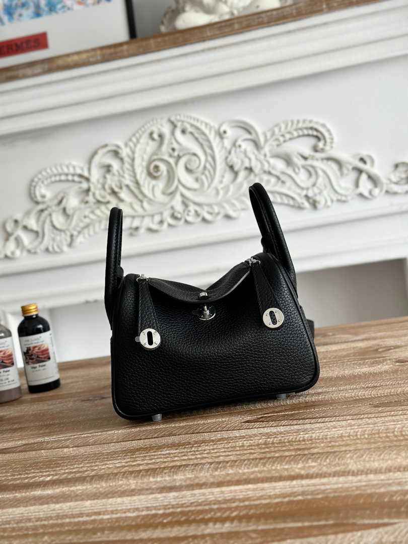 Hermes Lindy Mini Bag Black Togo Leather Silver H68645