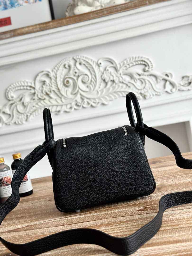 Hermes Lindy Mini Bag Black Togo Leather Silver H68645