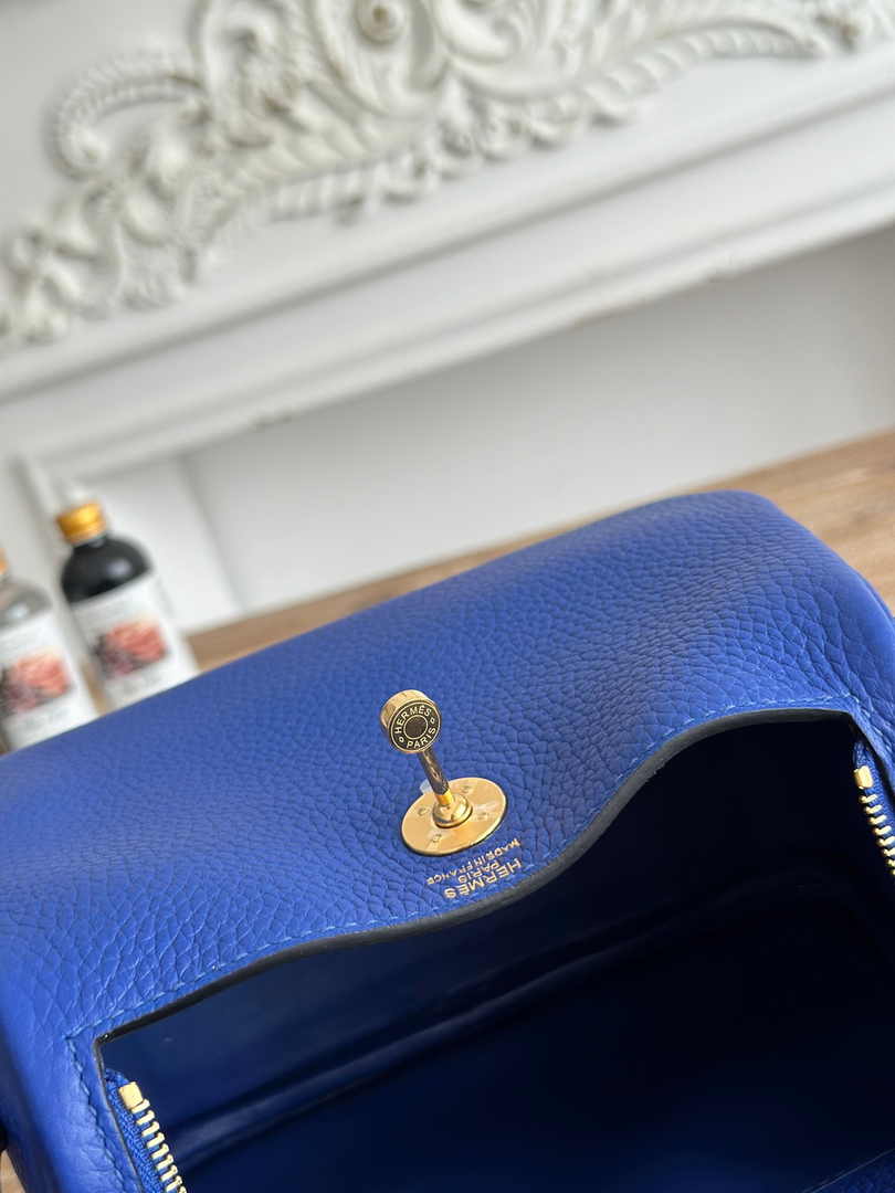 Hermes Lindy Mini Bag Dark Blue Togo Leather Gold H68646
