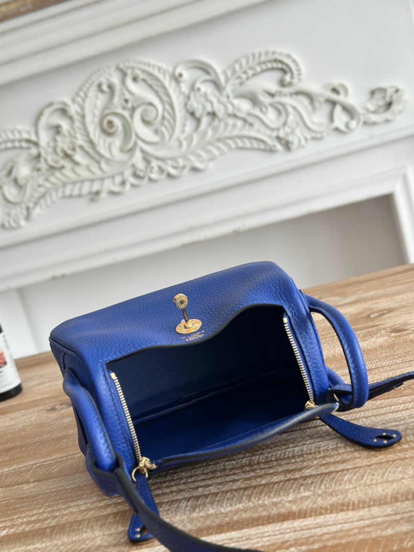 Hermes Lindy Mini Bag Dark Blue Togo Leather Gold H68646