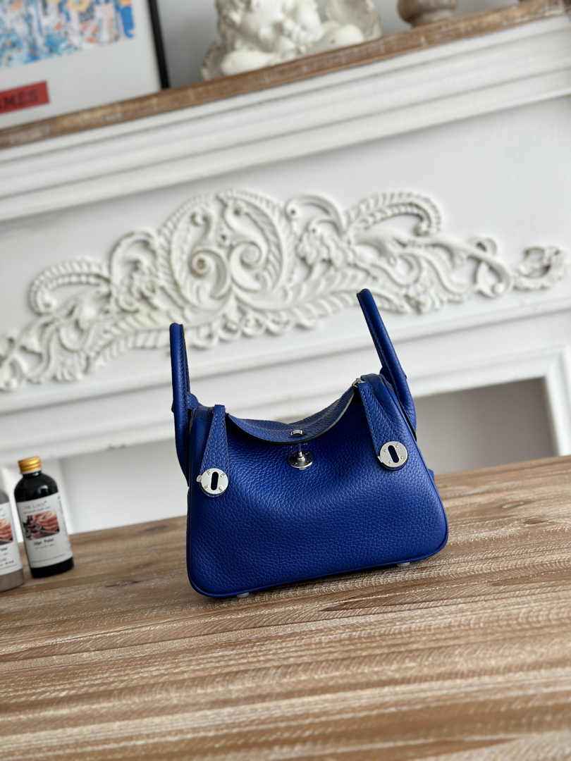 Hermes Lindy Mini Bag Dark Blue Togo Leather Silver H68647