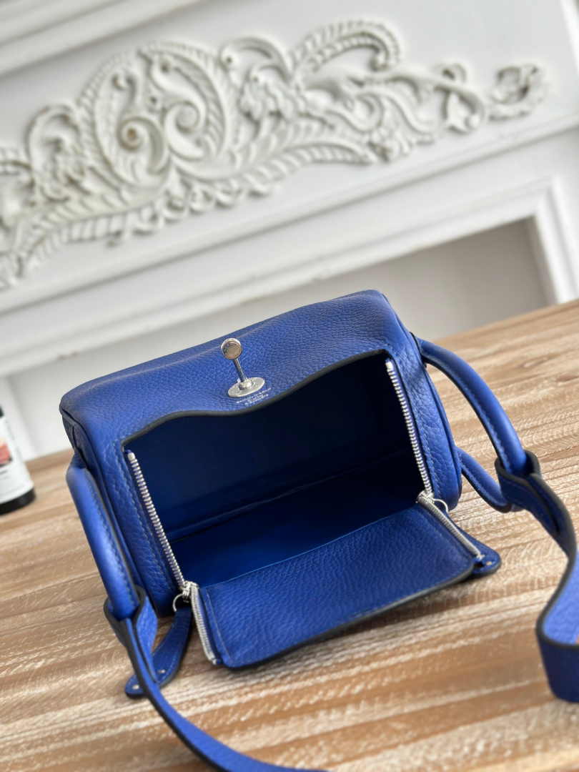 Hermes Lindy Mini Bag Dark Blue Togo Leather Silver H68647
