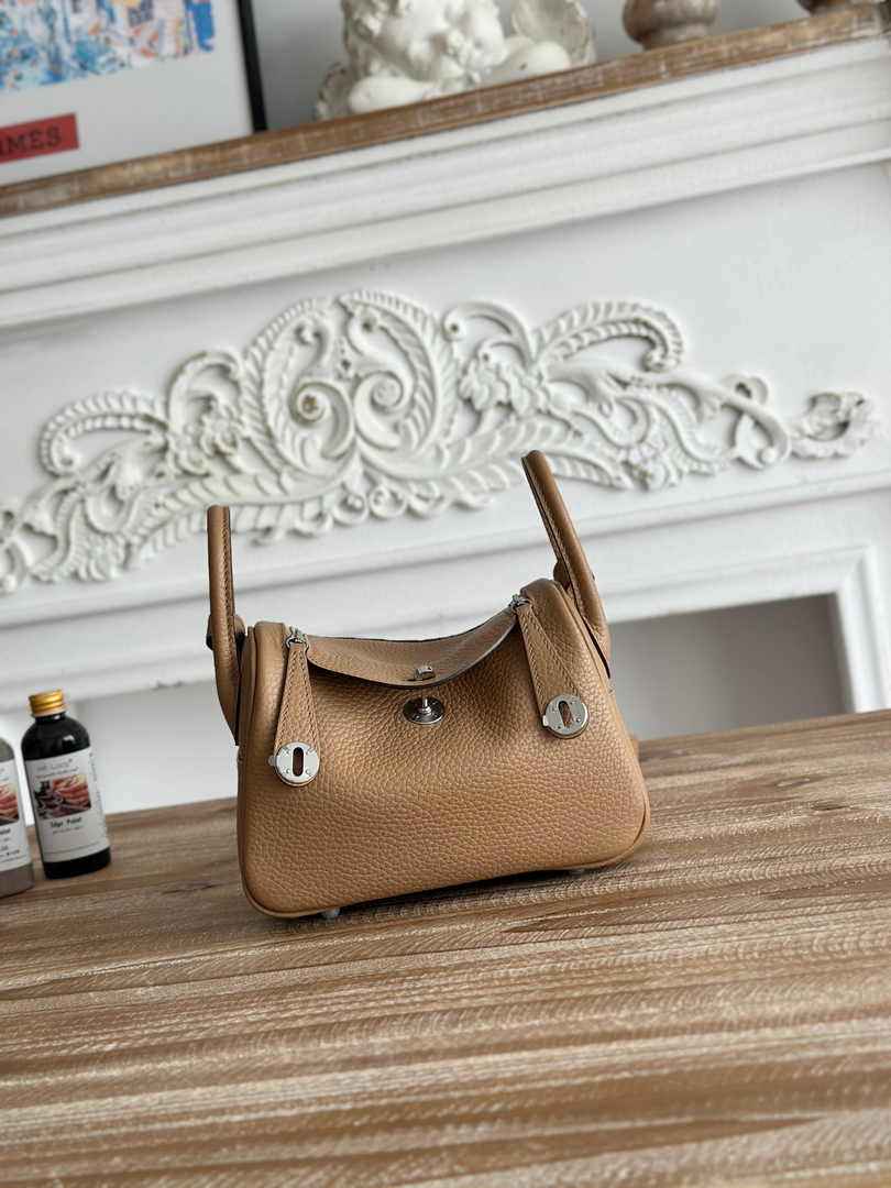 Hermes Lindy Mini Bag Apricot Togo Leather Silver H68649