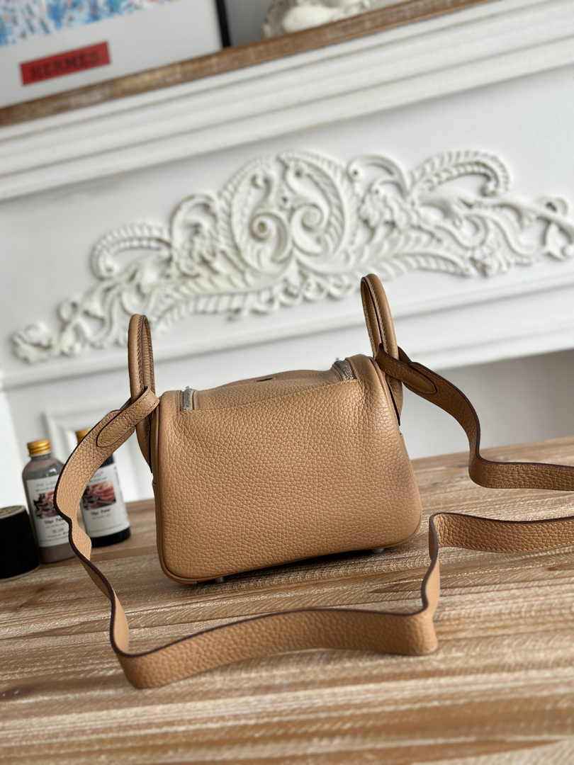 Hermes Lindy Mini Bag Apricot Togo Leather Silver H68649