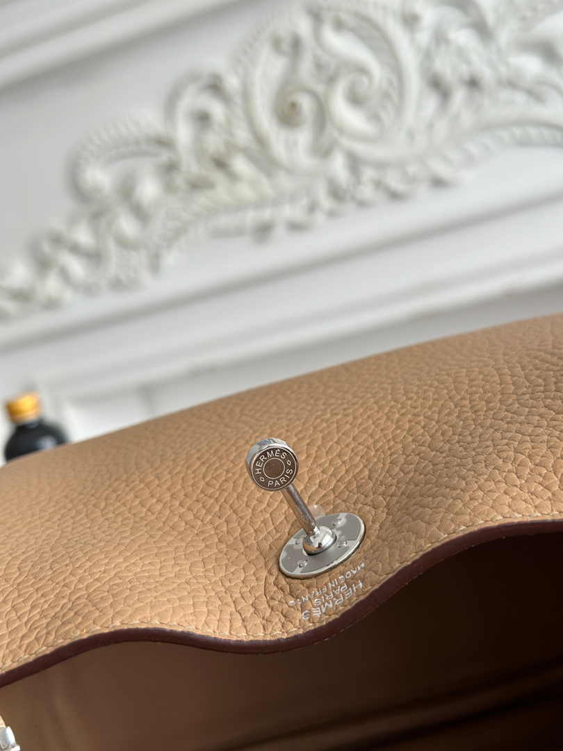 Hermes Lindy Mini Bag Apricot Togo Leather Silver H68649