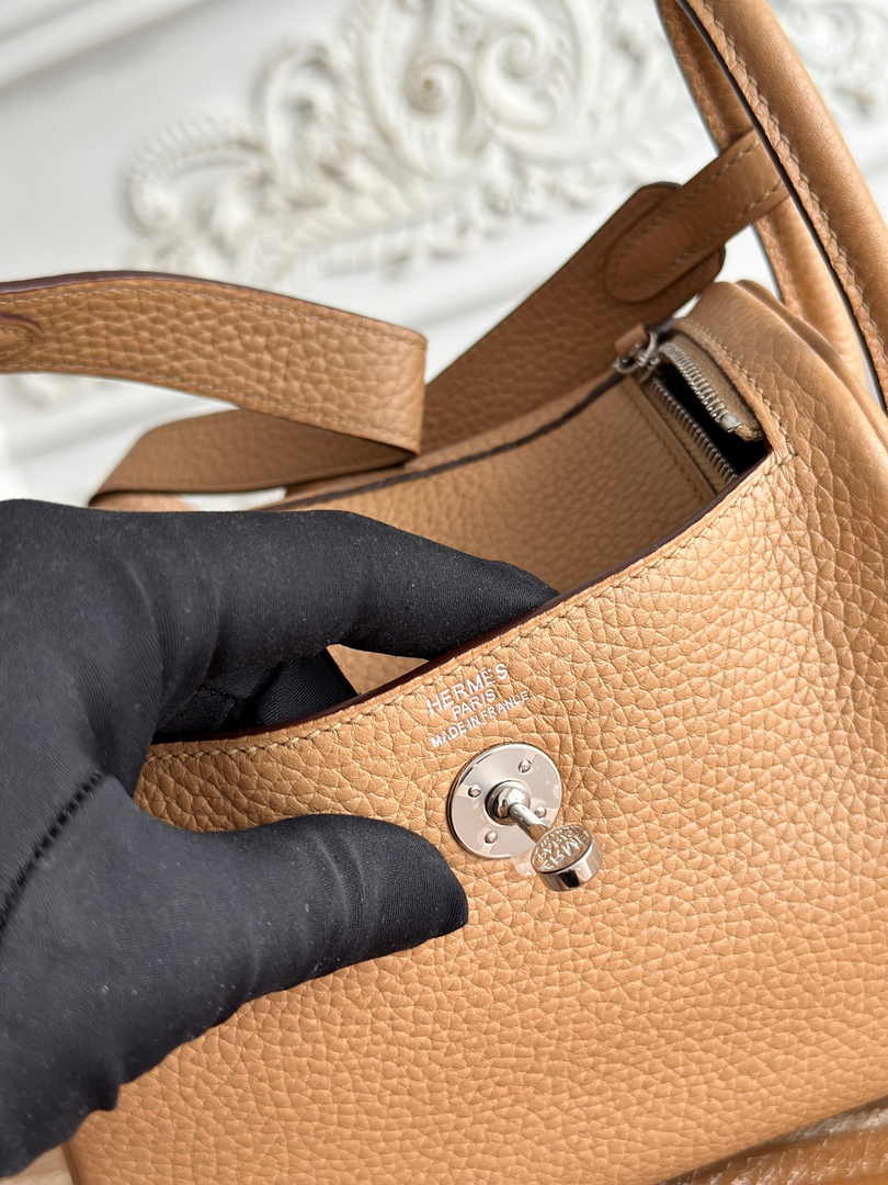 Hermes Lindy Mini Bag Apricot Togo Leather Silver H68649