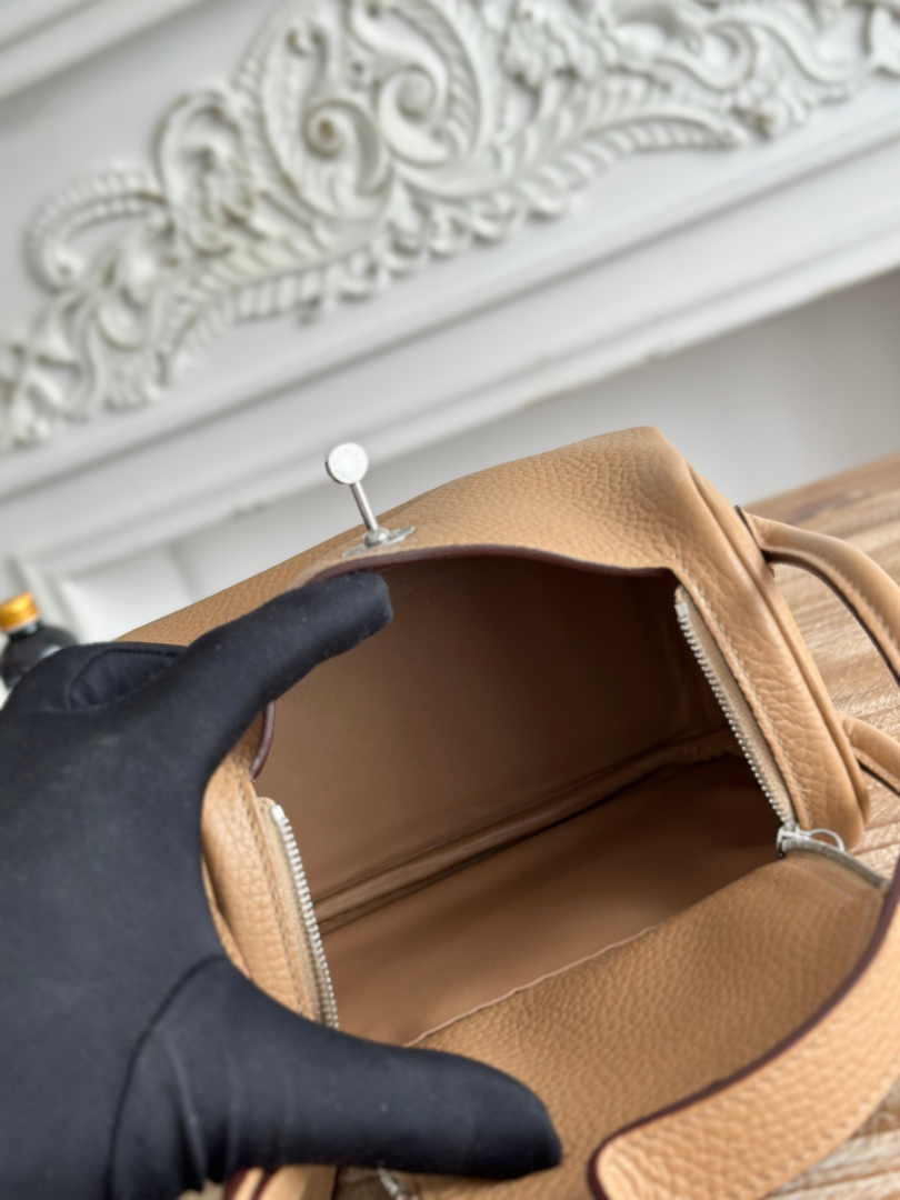 Hermes Lindy Mini Bag Apricot Togo Leather Silver H68649